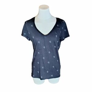 PINK Victoria's Secret Vintage Black And White Logo V-neck Tee Size Small